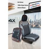 Auto Good Store Skoda Forman Uyumlu 2+1 Parçalı Lüx Deri Süet Oto Koltuk Kılıfı Ön Arka Takım Premium Serisi Gri Siyah - Gri - Siyah