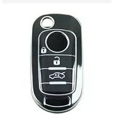 AutoHan Keys Egea Anahtar Kılıfı, 3 Buton, Siyah-Gümüş, Nano Kaplama