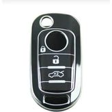 Autohan Keys Fiat Egea 3 Buton Nano Anahtar Kılıfı - Siyah - Gümüş