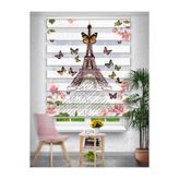 Avart Digital Eiffel Kelebek Çiçek Baskılı Zebra Perde - Baskılı Zebra Perde