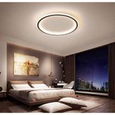 AVİZE Ø60CM Içe ve Dışa Işık LED Avize Plafonyer - Siyah