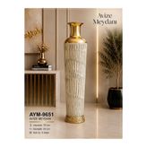 avizemeydanı Avize Meydanı Artisan Dokulu Gold Detaylı Uzun Metal Vazo (72 cm)