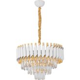 Avizemoda Palmira 45 lik Prizma Kesim Kristal Taşlı Lüks Salon Avize - (Beyaz Gold)
