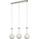 Avizemoda Pinza 3 lü Yemek Masası Üstü Beyaz Camlı Modern Sarkıt Avize - (Krom Kaplama)