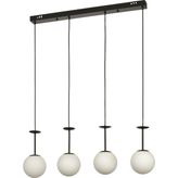 Avizemoda Pinza 4 lü Yemek Masası Üstü Beyaz Camlı Modern Sarkıt Avize - (Siyah) - Siyah - Beyaz