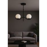 Avizemoda Ranya 2 li Beyaz Camlı Salon Oturma Odası Modern Avize - (Siyah)