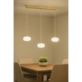 Avizemoda Vanna 3 lü Yemek Masası Üstü Beyaz Camlı Modern Sarkıt Avize - (Gold Kaplama)