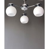 Avizevi Aydınlatma Modern Krom Beyaz Camlı Efes 3lü Avize