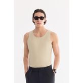 AVVA Erkek Bej Kolsuz Basic Fitilli Regular Fit Atlet B001058 - Bej - Bej