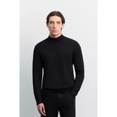 AVVA Erkek Siyah Düz Basic Yarım Balıkçı Regular Fit Kazak B005152
