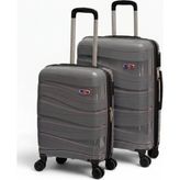 Away Dalgalı Model 2’li Kabin Boy + Orta Boy Antrasit Valiz Seti - Gri