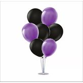 Ayaklı Balon Standı 7Li Set, 7 Adet Mor, Siyah Balon