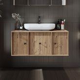Ayaksız Oval Lavabolu Mdf 105 cm Çekmeceli Banyo Dolabı - Atlantik Çam
