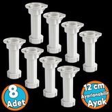 Ayarlanabilir 8 Adet 12 Cm Plastik Ayak Dolap Mobilya Tezgah Yükseltici Yükseltme Ayağı Ayakları