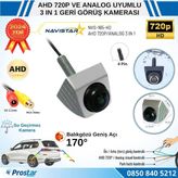Ayarlanabilir Başlıklı AHD 720P ve Analog Çevrilebilir 170 Derece Geniş Açılı Geri Görüş Kamerası