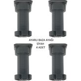 Ayarlanabilir Plastik Baza Ayağı 10-15 Cm, Siyah, Çok Amaçlı Dolap Ayağı (4 Adet)