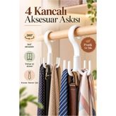 AYGÖREN HOME 4 Kancalı 360° Döner Aksesuar Askısı Kravat Kemer Şal Çanta Dolap İçi Düzenleyici