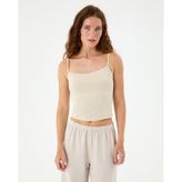 Ayma Active Krem EcoVero™Viskoz Kadın Çift katlı Basic Askılı Atlet