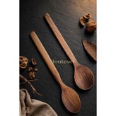 Ayrex Doğal Ceviz Ağacı Ahşap Tahta Kaşık Spatula Seti Ağaç Kaşık (2li Set) - Genel