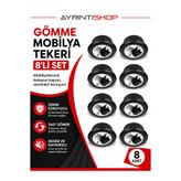 AYRINTISHOP Gömme Mobilya Tekeri 8 Adet Gizli Montajlı Dolap Çekmece Sehpa ve Masa Tekerlek Seti