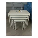 aysmo 4Lü Krem Gri Lüx MDF Ahşap Zigon Sehpa