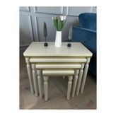 aysmo 4Lü Krem Sarı Lüx MDF Ahşap Zigon Sehpa