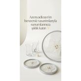Azenyadizayn Tepsi Seti, Çiçek Nakışlı, İnci ve Taş Detaylı, Gümüş Çerçeveli, Şık Sunum Seti