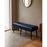 Azra Mobilya Lacivert Deri Bank Bench Oturma Pufu | Modern Salon Antre Puf Ayakkabılık Önü Koltuk 40X120