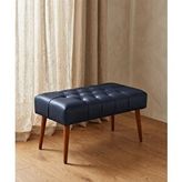 Azra Mobilya Lacivert Deri Bank Bench Oturma Pufu | Modern Salon Antre Puf Ayakkabılık Önü Koltuk 45x90 Lacivert