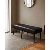 Azra Mobilya Siyah Deri Bank Bench Oturma Pufu | Modern Salon Antre Puf Ayakkabılık Önü Koltuk 40x120 Siyah