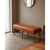 Azra Mobilya Taba Deri Bank Bench Oturma Pufu | Modern Salon Antre Puf Ayakkabılık Önü Koltuk 40x120 Turuncu