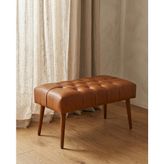 Azra Mobilya Taba Deri Bank Bench Oturma Pufu | Modern Salon Antre Puf Ayakkabılık Önü Koltuk 45X90