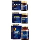 B Vitamin Complex 60 Tablet + Biotin 5000 Mcg 30 Tablet + Selenium 100 Mcg 100 Tablet - Aromasız