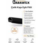 Babawick Çelik Kapı Geçmeli Kapı Altı Eşik Fitili Siyah Renk - 10 Metre
