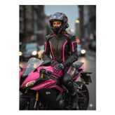 Babe Motor Probiker Uzun 4 Mevsim Korumalı Eldiven Pembe
