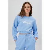 Babokah Kolej Baskılı Crop Sweatshirt - Mavi