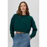 Babokah Nakışlı Crop Sweatshirt - Yeşil