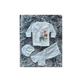 Babush Erkek Bebek 3'lü Pijama Takımı Hastane Çıkışı Mavi Animal Desen - 0 - 3 Ay - Açık Mavi