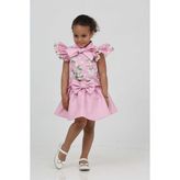 Baby Hola Kız Çocuk Özel Gün Çiçek Desenli 2-6 Yaş Çiçek Desenli ve Kurdele Detaylı İkili Takım Babyhola - 2 Yaş - Pembe