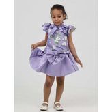 Baby Hola Kız Çocuk Özel Gün Çiçek Desenli 2-6 Yaş Çiçek Desenli ve Kurdele Detaylı İkili Takım Babyhola - Lila - 4 Yaş