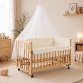 Baby Plus Doğal Ahşap Asansörlü ve Sallanabilir Beşik 70X130 cm - 70 x 130 cm