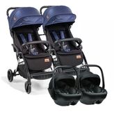 Baby2go Tulipa Cabin Otomatik Katlanan Mavi Siyah İkiz Bebek Arabası