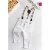 Babymod Askılı Beyaz Erkek Bebek Kot Pantolon - 1 - 1,5 Yaş
