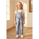 Babymod Çiçek Baskılı Denim Kız Çocuk Salopet Kot Tulum