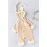 Babymod Tavşan Figürlü Kışlık Welsoft Kadife Astronot Kız Erkek Bebek Tulum - 6 - 9 Ay - Bej