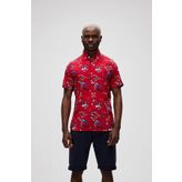 Bad Bear Hector Shirt Kırmızı Kısa Kollu Baskılı Erkek Gömlek