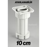 Badem10 Ayarlanabilir 10 Cm Plastik Ayak Dolap Mobilya Tezgah Puf Yükseltici Yükseltme Ayağı Beyaz Ayakları