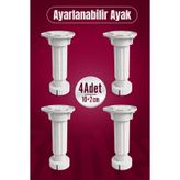 Badem10 Ayarlanabilir 4 Adet (10+2 cm) Plastik Ayak Dolap Mobilya Tezgah Yükseltici Yükseltme Ayağı GRİ