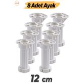 Badem10 Ayarlanabilir 8 Adet 12 Cm Plastik Ayak Dolap Mobilya Tezgah Yükseltici Yükseltme Ayağı Ayakları