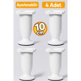 Badem10 Ayarlanabilir Dolap Mobilya Kanepe Sehpa Tezgah Ayağı Plastik Beyaz Ayakları 10 Cm (4 ADET)